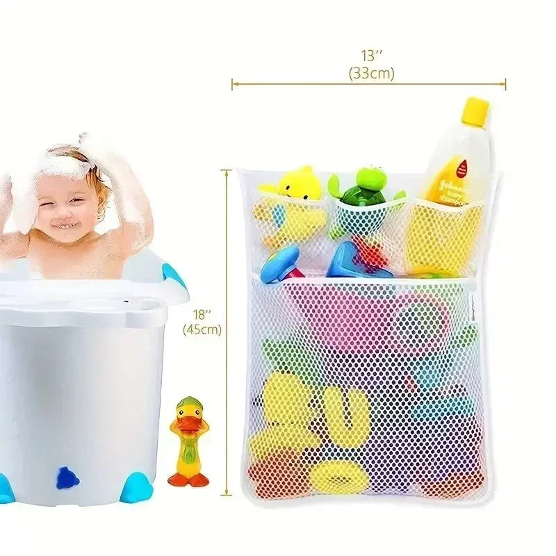 Toy Bag Net Bathroom Organizer Baby Shower Bath Toys White Baby Kids Toy Storage Mesh With Strong Suction Cups