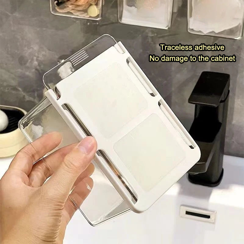 Drawer Style Storage Box Under The Mirror Cabinet Transparent Bathroom Cotton Stick Makeup Cotton Bathroom Pull-Out Storage