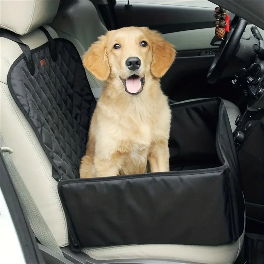 Fabric dog car seat cover, quilted, waterproof, anti slip, suitable for pet height increasing seats in cars, trucks, and SUVs -