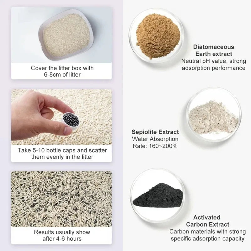 Cat Litter Deodorant Beads for Kitten Toilet Artifact Pet Odor Activated Carbon Absorbs Kitty Sand Stink Cleaning Supplies