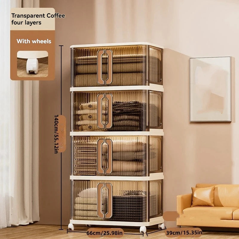 1Pc Foldableing Storage Cabinet Home Living Room Bedroom Gap Storage Cabinet Bedside Sliding Door Finishing Storage Cabinet