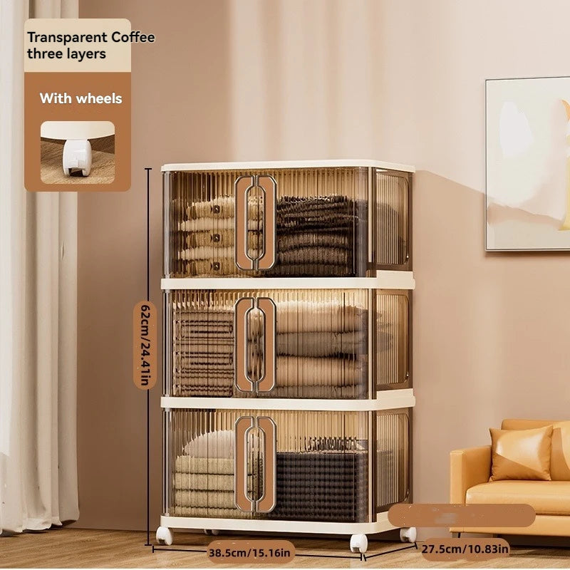 1Pc Foldableing Storage Cabinet Home Living Room Bedroom Gap Storage Cabinet Bedside Sliding Door Finishing Storage Cabinet