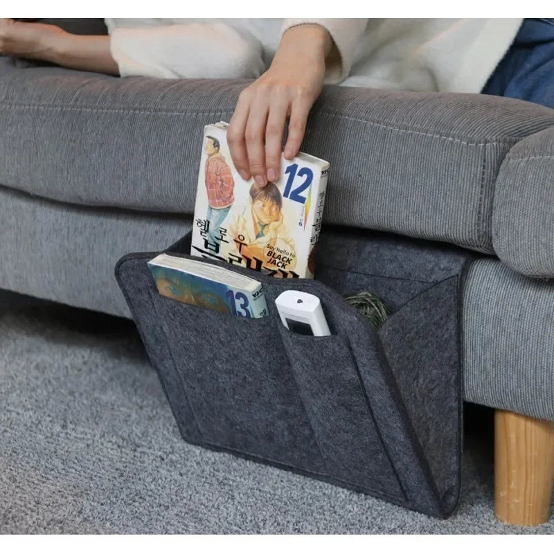 Dormitory Storage Hang Bag Felt Bed Sofa Bedroom Carpet Store Content For CD Magazines, Stationery Pad Mobile Phones Sundries