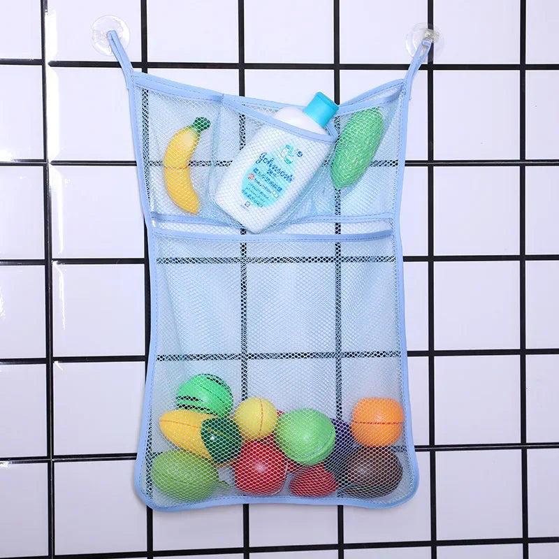 Toy Bag Net Bathroom Organizer Baby Shower Bath Toys White Baby Kids Toy Storage Mesh With Strong Suction Cups