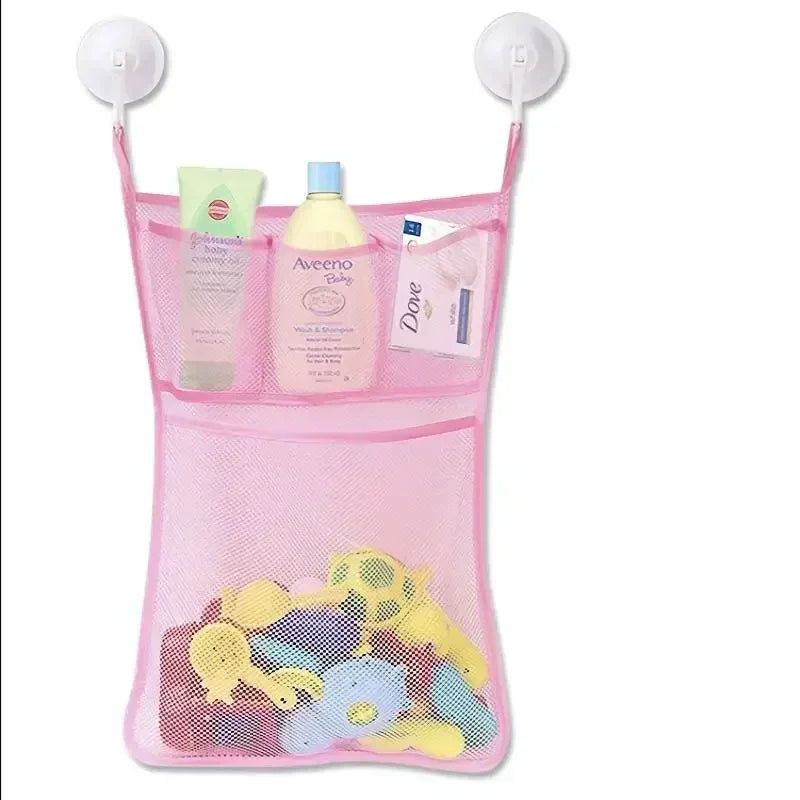 Toy Bag Net Bathroom Organizer Baby Shower Bath Toys White Baby Kids Toy Storage Mesh With Strong Suction Cups
