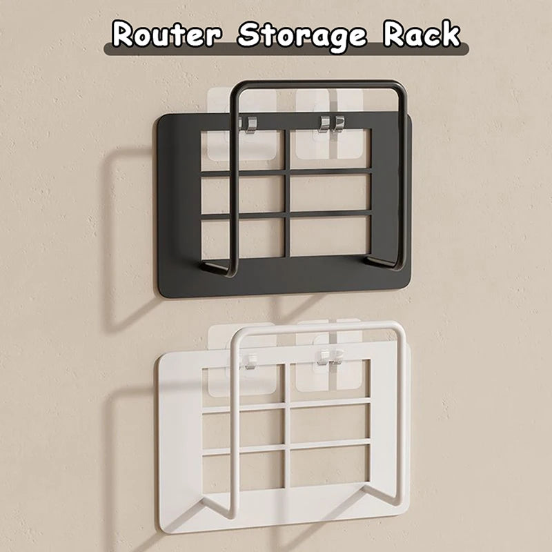 Easy To Install Non Drilling Wall Mounted Router Bracket Multifunctional Stylish White Cast Iron Multi-Purpose Wi-Fi Rack