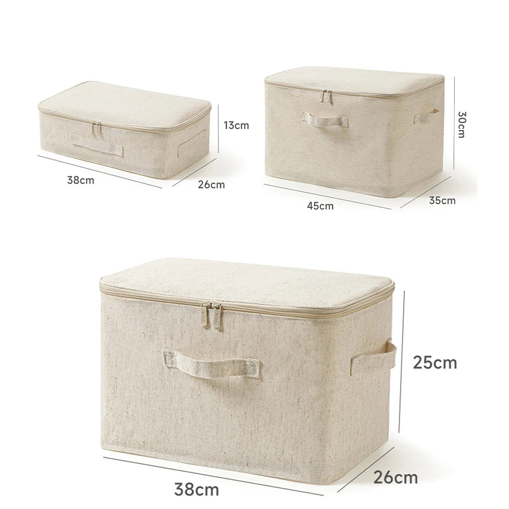 Household Clothes Storage Box Multipurpose Large Capacity Saving Space Foldable Cotton Linen Sundries Toy Finishing Box Bedroom