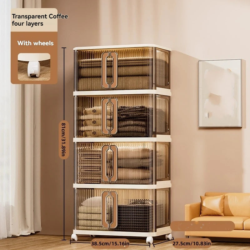 1Pc Foldableing Storage Cabinet Home Living Room Bedroom Gap Storage Cabinet Bedside Sliding Door Finishing Storage Cabinet