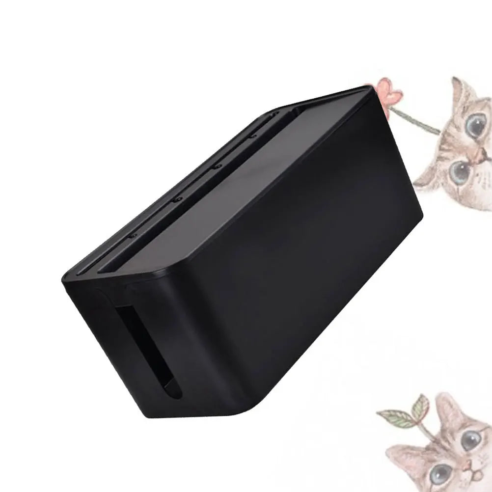 Power Cord Storage Box Black Plastic Cable Organizer For Home Office Living Room Bedroom Kitchen Bathroom Study Wire Arranging