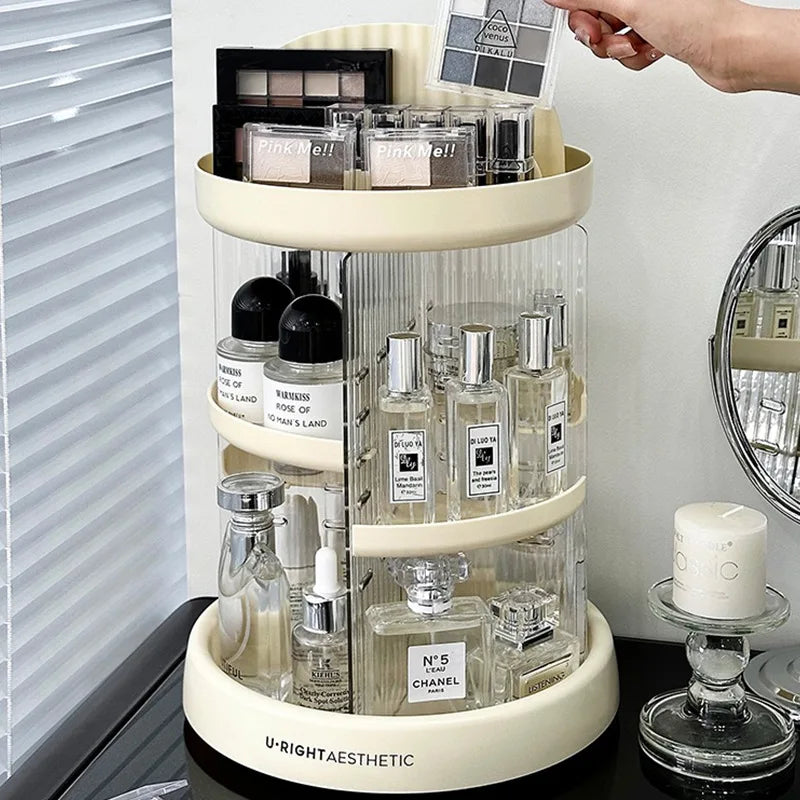 Rotating Cosmetic Organizer for Bedroom Desktop Lipstick Perfume Skincare Transparent Multi-layer Storage Rack