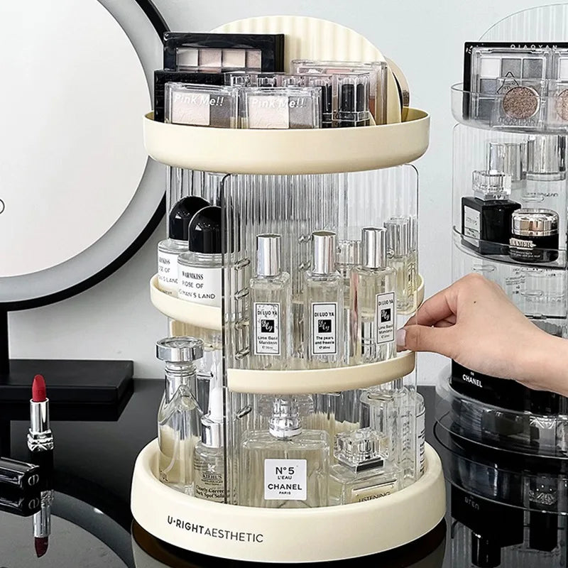 Rotating Cosmetic Organizer for Bedroom Desktop Lipstick Perfume Skincare Transparent Multi-layer Storage Rack