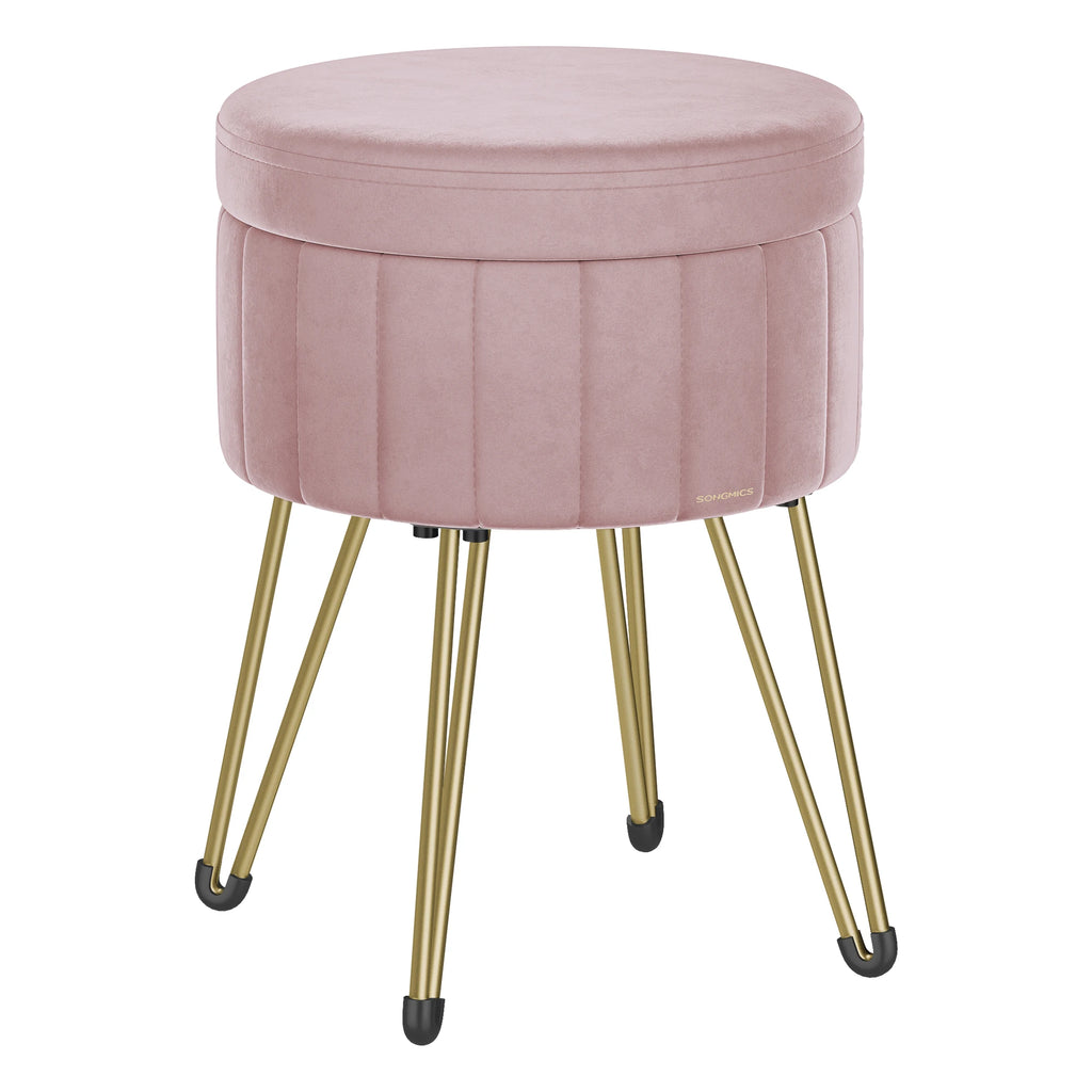 Vanity Stool Chair Velvet Makeup Stool With 4 Metal Legs For Room Living Room Bedroom Small Ottoman Stool With Storage