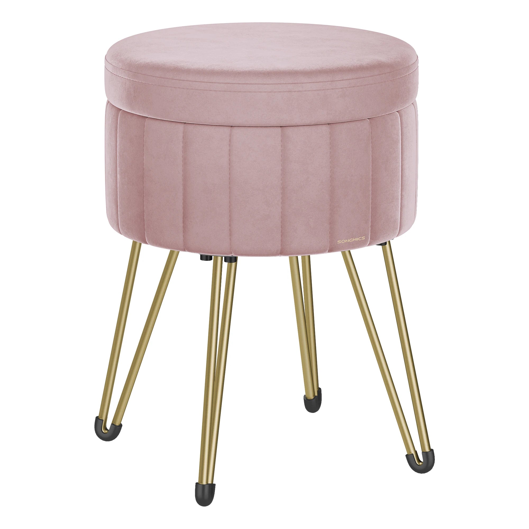 Vanity Stool Chair Velvet Makeup Stool With 4 Metal Legs For Room Living Room Bedroom Small Ottoman Stool With Storage