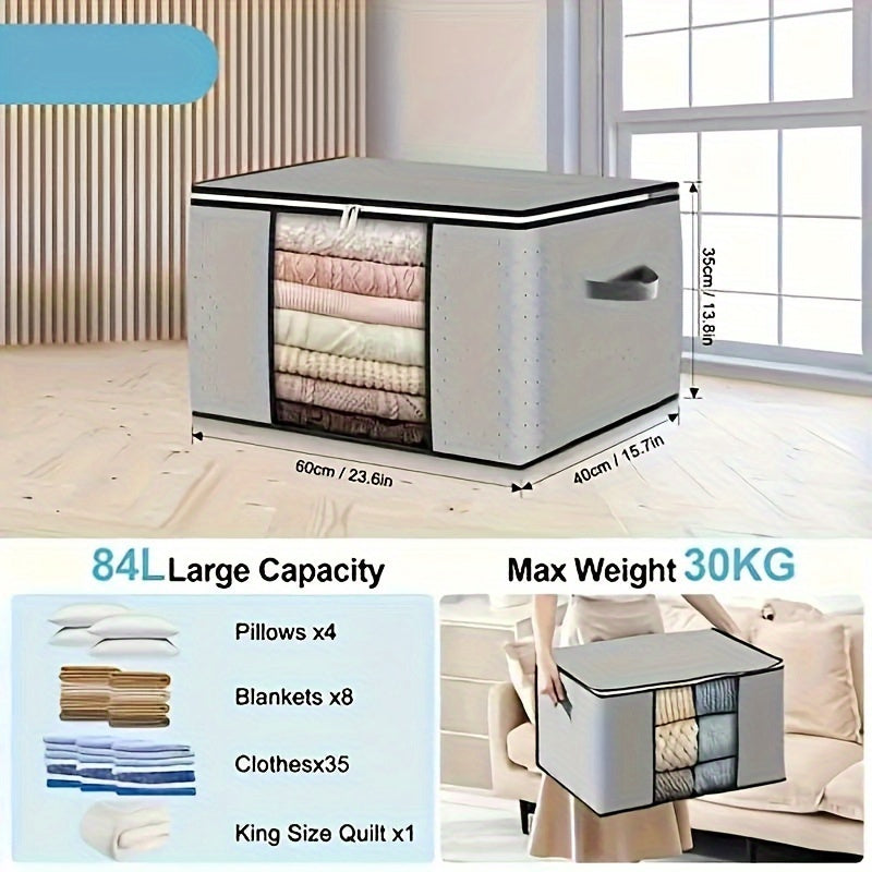 6pcs Foldable Clothes Storage Bins - Collapsible, Stackable, Reinforced Handles, Lids, Closet Organizers - For Clothing, Blanket, Toy, Shoe, Comforters Organization, Attractive Polka Dots Gray Bedroom Accessories