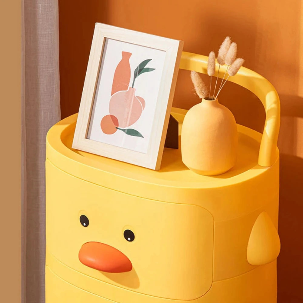 Toy Storage Rack Trolley Small Yellow Duck Multi-Layer Children Bedroom Toy Box Sundries Snack With Wheel Toy Storage Trolley