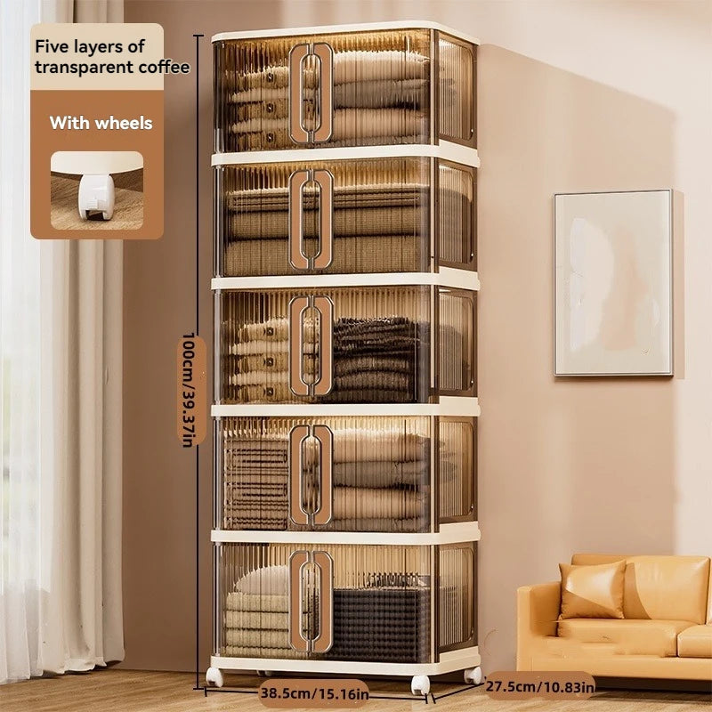 1Pc Foldableing Storage Cabinet Home Living Room Bedroom Gap Storage Cabinet Bedside Sliding Door Finishing Storage Cabinet