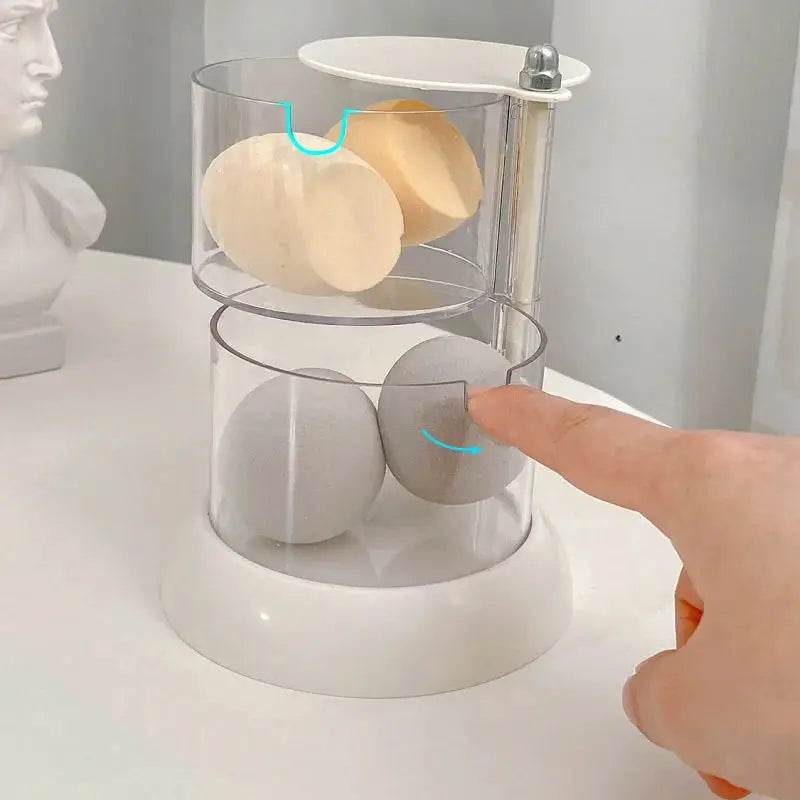 360° Rotatable Makeup Puff Storage Box – Dustproof Cotton Pad & Swab Holder, Nordic Beauty Organizer