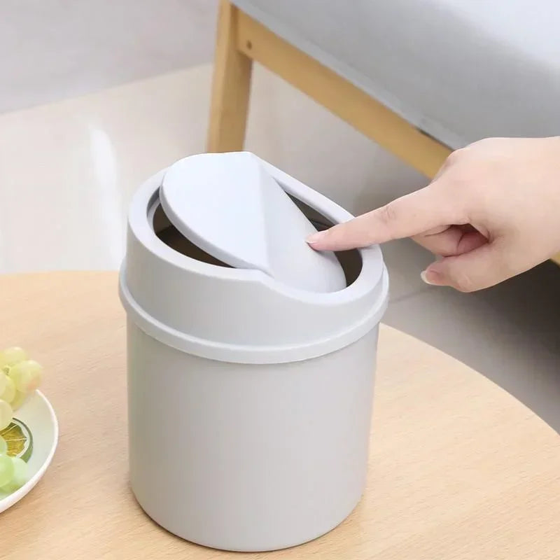 Mini Desktop Trash Can with Lid Garbage Waste Bin Organizer Bedroom Office Desk Storage Box for Car Kitchen Bathroom garbage
