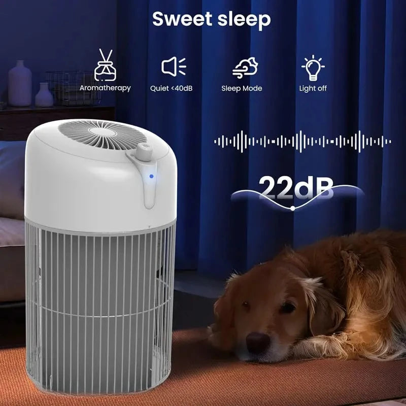 Pet Air Purifier, HEPA Filter for Cat Hair Dander Odor Dust, Quiet 360° Air Intake Large Room Air Cleaner Covers Up to 3000 Ft²