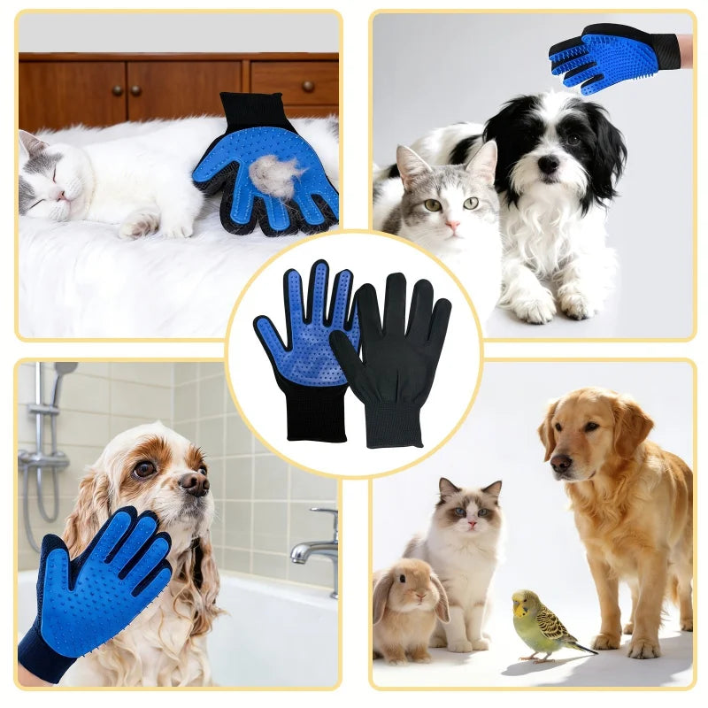 2PCS Pet Grooming Gloves, Massage Deshedding Brush for Dogs Cats, Efficient Tool to Remove Loose Pet Fur