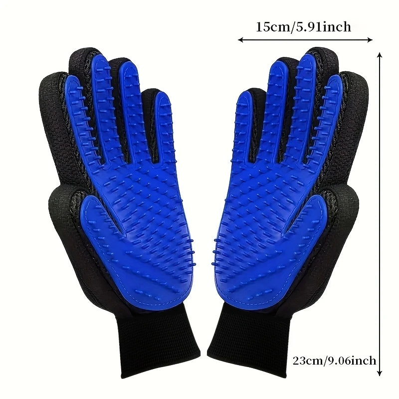2PCS Pet Grooming Gloves, Massage Deshedding Brush for Dogs Cats, Efficient Tool to Remove Loose Pet Fur