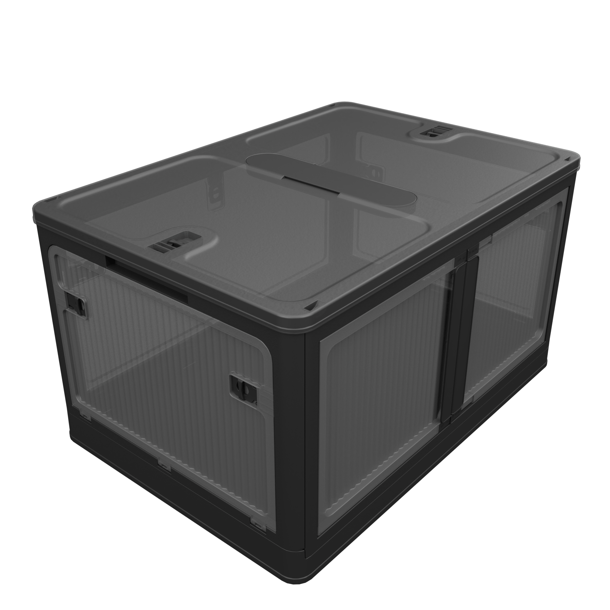 506QT 4-Pack Transparent Stackable Storage Bins with 5 Doors to Open with Wheels, Folding Plastic Craft Containers Large Closet Organizers Box for Bedrooms Living Rooms Study Kids' Toys, Black