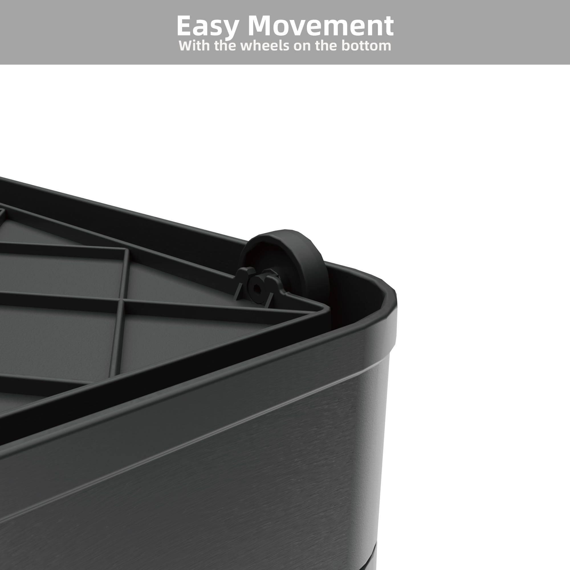 506QT 4-Pack Transparent Stackable Storage Bins with 5 Doors to Open with Wheels, Folding Plastic Craft Containers Large Closet Organizers Box for Bedrooms Living Rooms Study Kids' Toys, Black