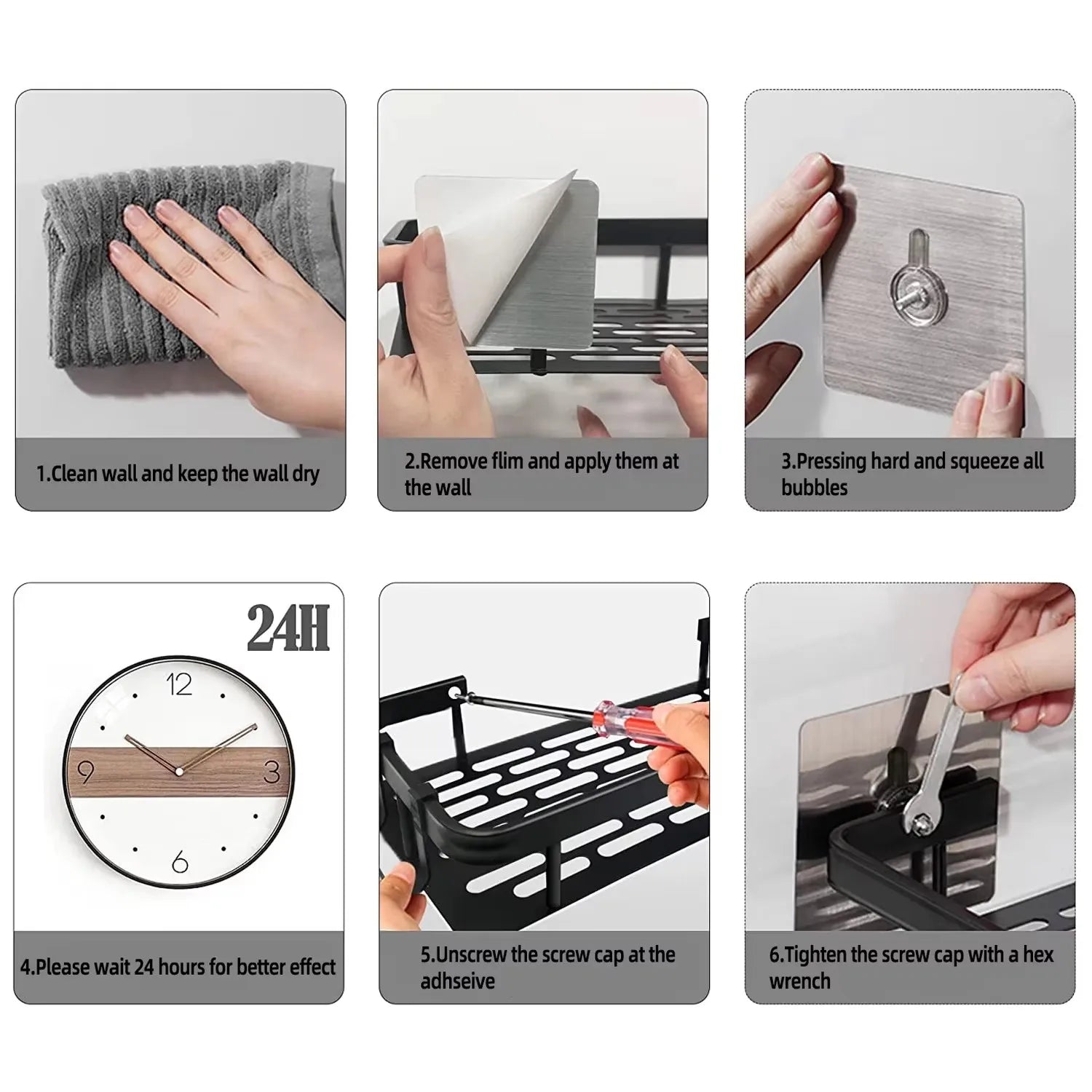 No-Drill Wall Mounted Bathroom Shelf – Heavy-Duty Aluminum Corner Shower Organizer for Shampoo, Toiletries & Kitchen Storage