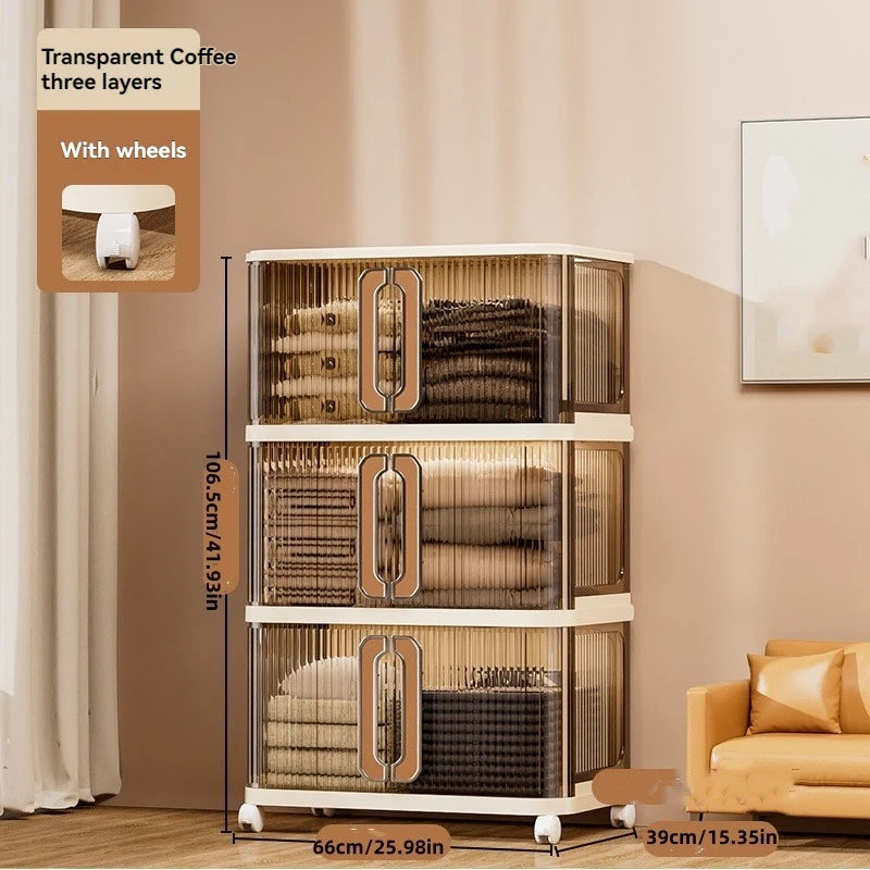 1Pc Foldableing Storage Cabinet Home Living Room Bedroom Gap Storage Cabinet Bedside Sliding Door Finishing Storage Cabinet