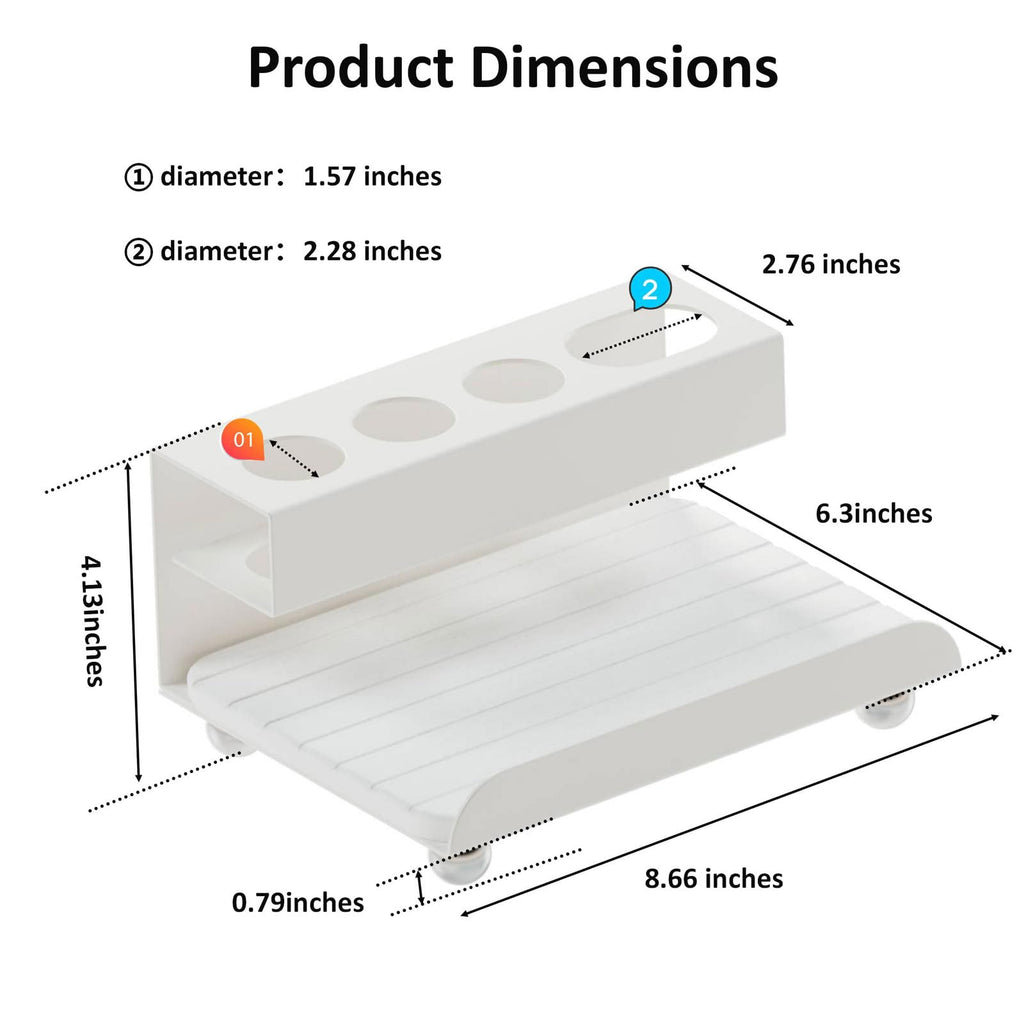 Quick Dry Electric Toothbrush Holder 4 Slots Metal Bathroom Counter Organizer for Toothpaste Razor Mouthwash, White