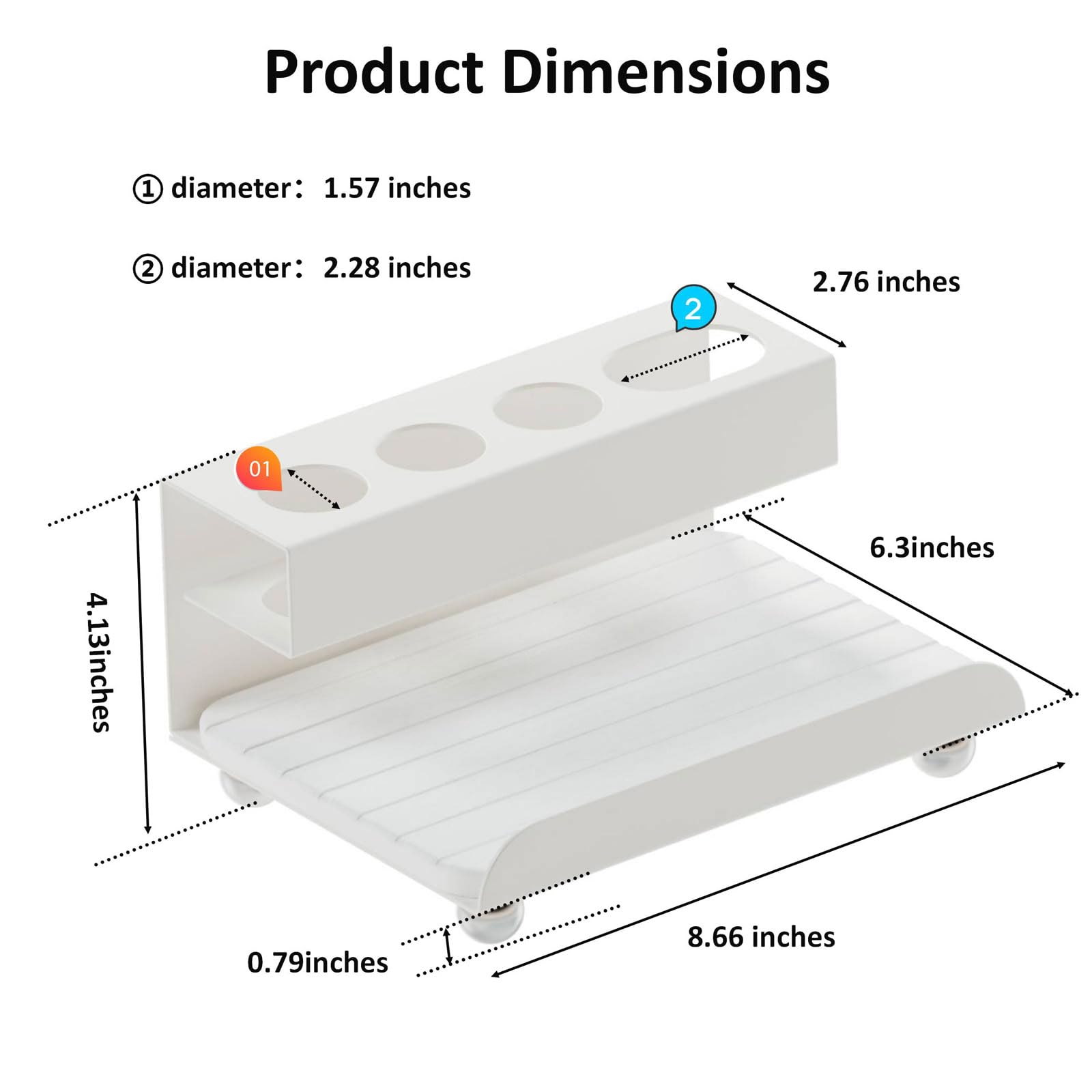 Quick Dry Electric Toothbrush Holder 4 Slots Metal Bathroom Counter Organizer for Toothpaste Razor Mouthwash, White