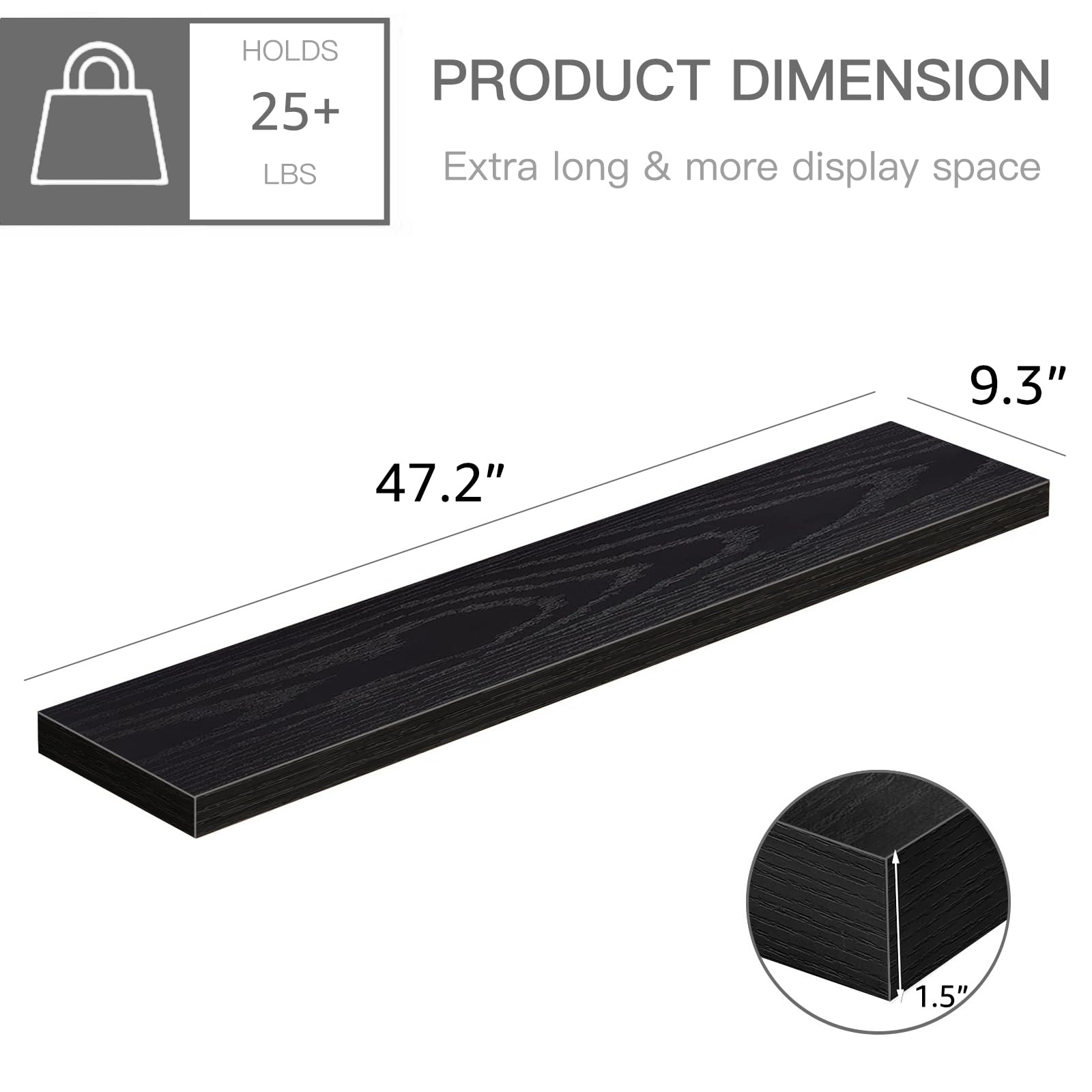 QEEIG Bathroom Floating Shelves for Wall - 15.7" Wall Mounted Shelf Over Toilet Farmhouse Home Decor Display Bookshelf Small 15.7 x 6.7 inch Set of 2, Rustic Brown (008-40BN)