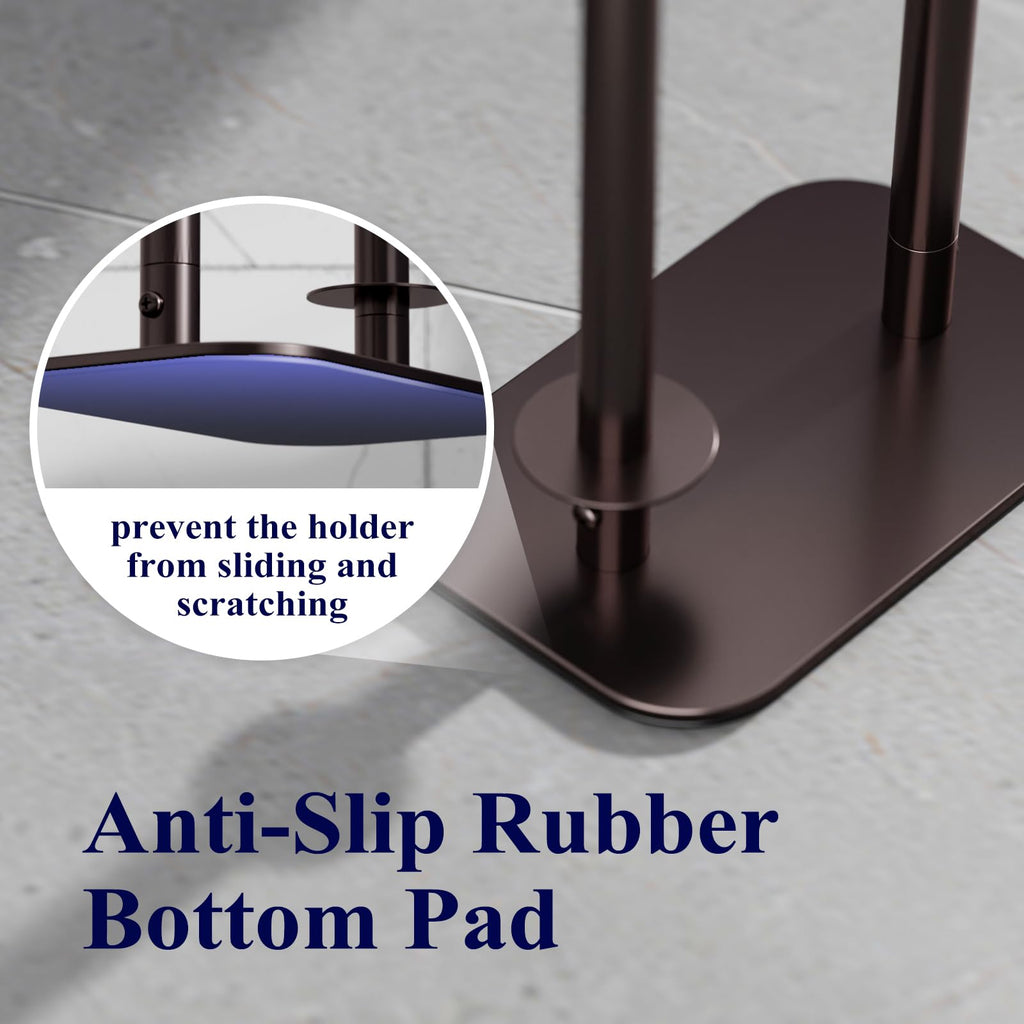 Kitsure Toilet Paper Holder Free Standing – Rustproof Metal Toilet Paper Stand for 4 Rolls with Anti-Slip Base and Shelf for Phone & Small Items, Bathroom Organizers and Storage, Medium, Black