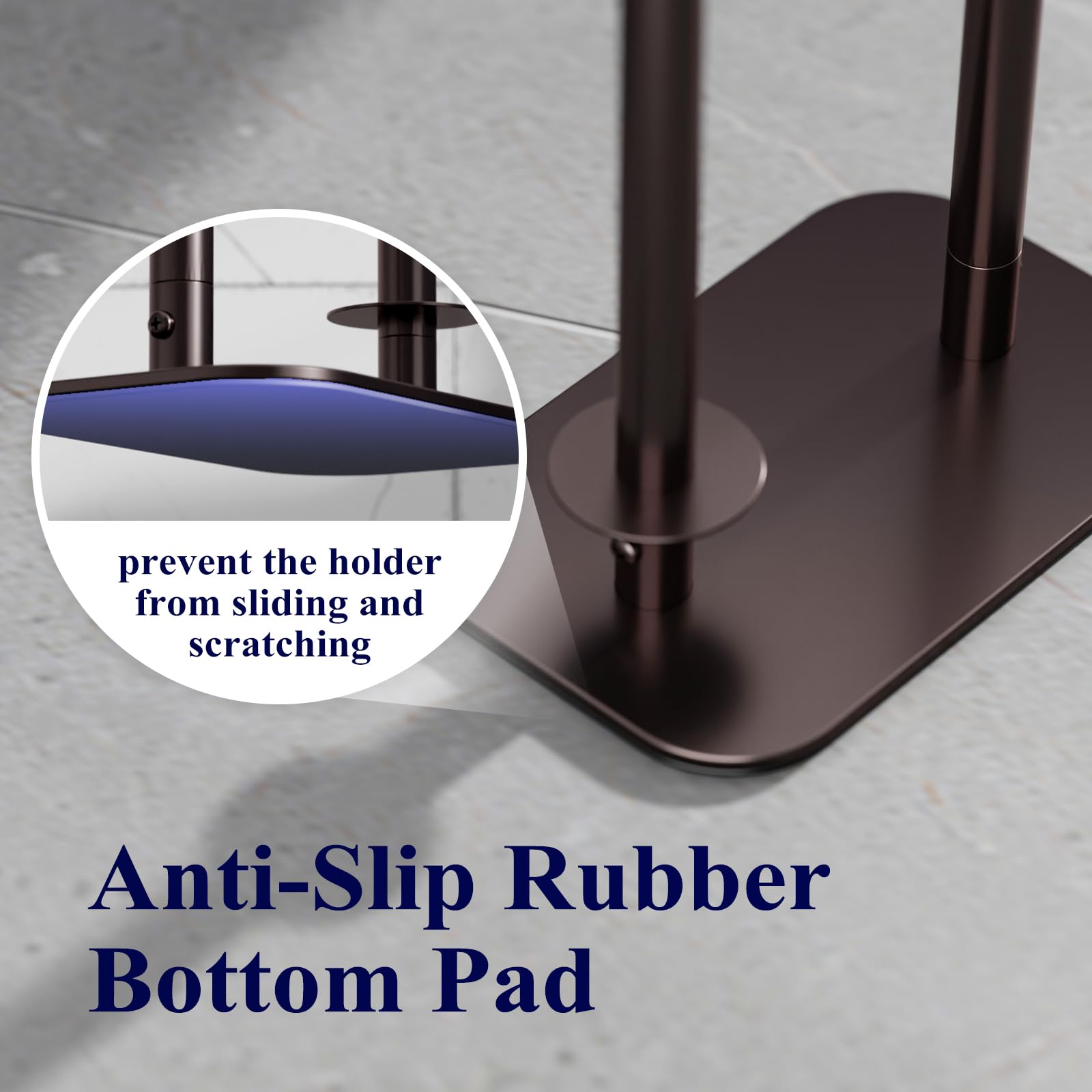 Kitsure Toilet Paper Holder Free Standing – Rustproof Metal Toilet Paper Stand for 4 Rolls with Anti-Slip Base and Shelf for Phone & Small Items, Bathroom Organizers and Storage, Medium, Black