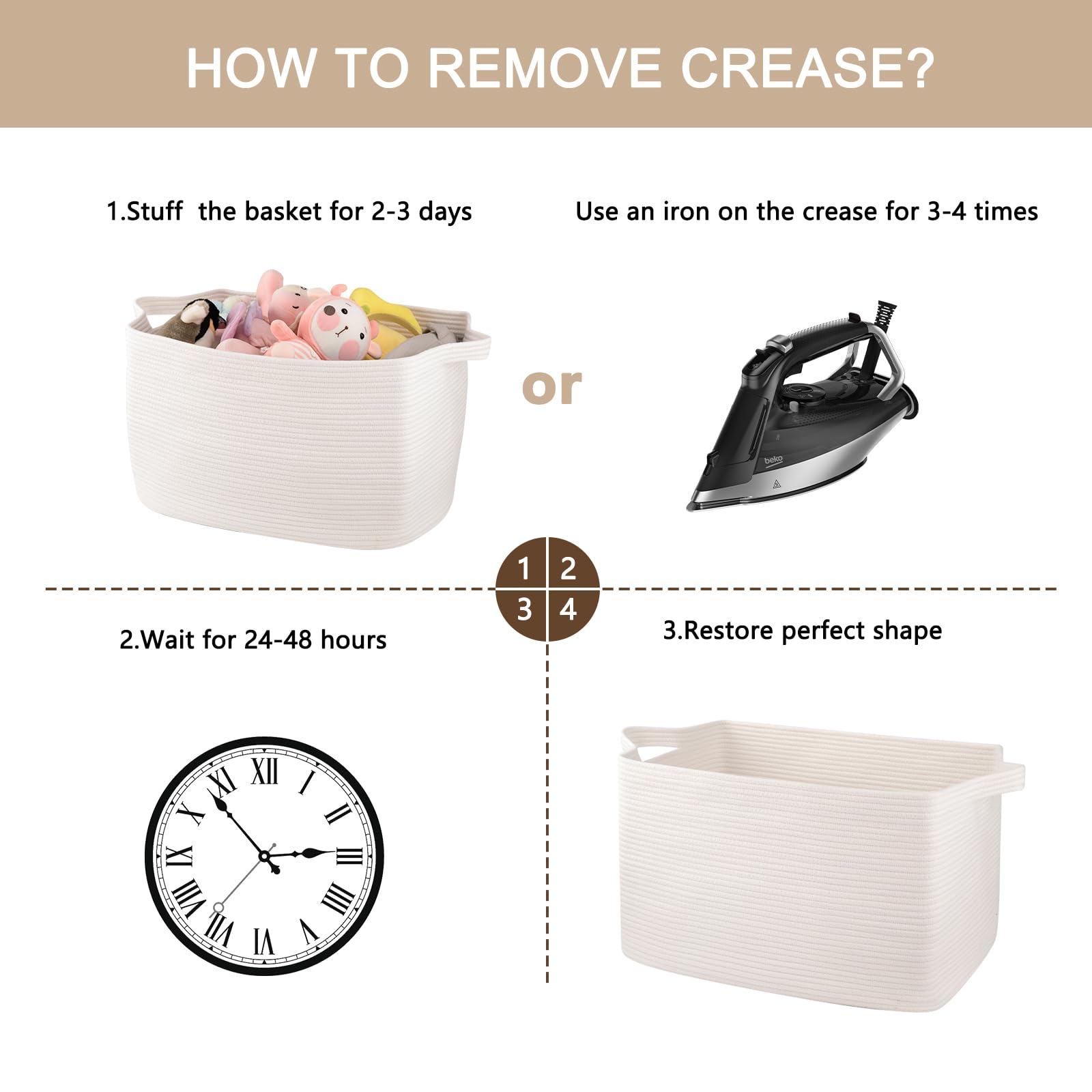 95L Extra Large Blanket Basket, 24" x 16.9" x 14.2" Woven Storage Basket for Living Room, Rectangle Nursery Blanket Storage for Toys, Towels, Dirty Clothes (Black)