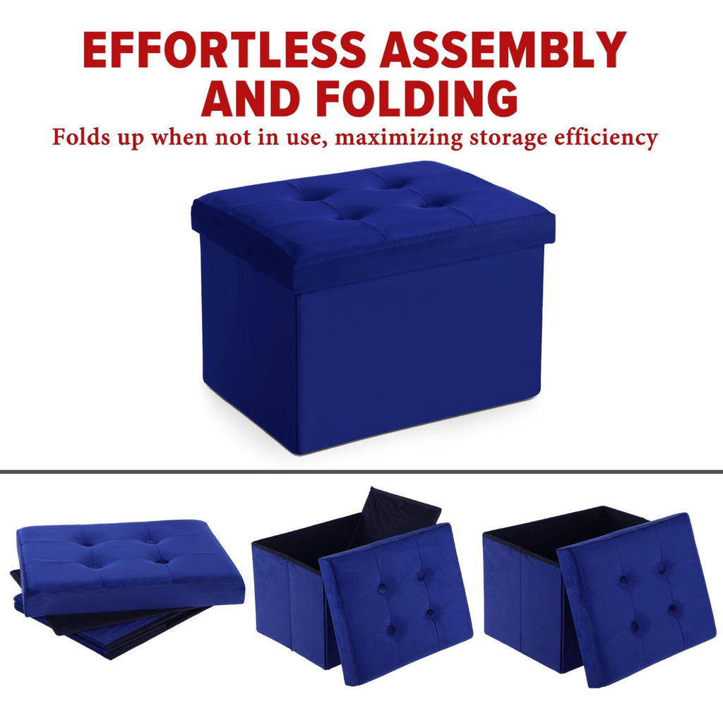 LINMAGCO Ottoman Storage Ottoman with Storage Small Foot Rest Stool Under Desk Stool Short Folding Footrest Linen Cloth Dark Gray 16X12X12IN