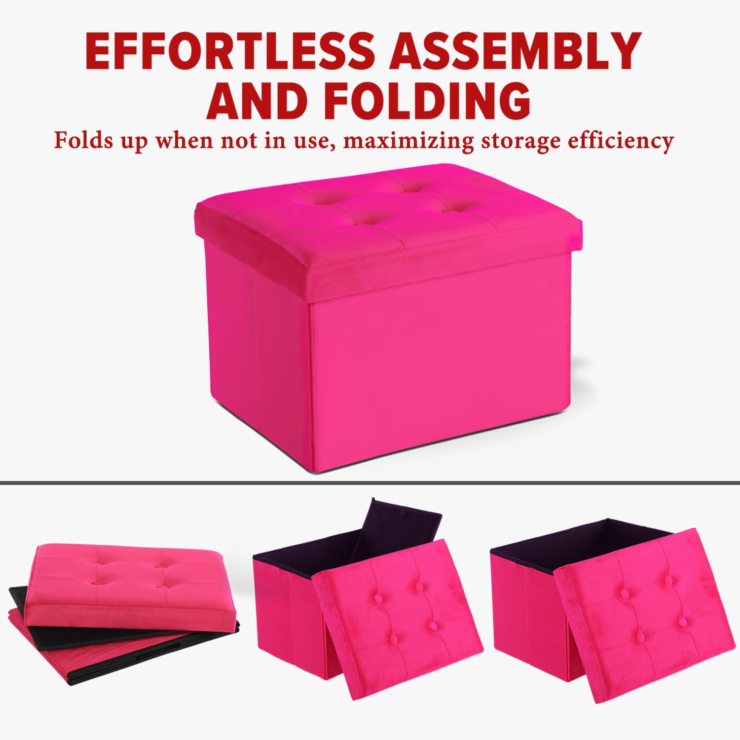 LINMAGCO Ottoman Storage Ottoman with Storage Small Foot Rest Stool Under Desk Stool Short Folding Footrest Linen Cloth Dark Gray 16X12X12IN