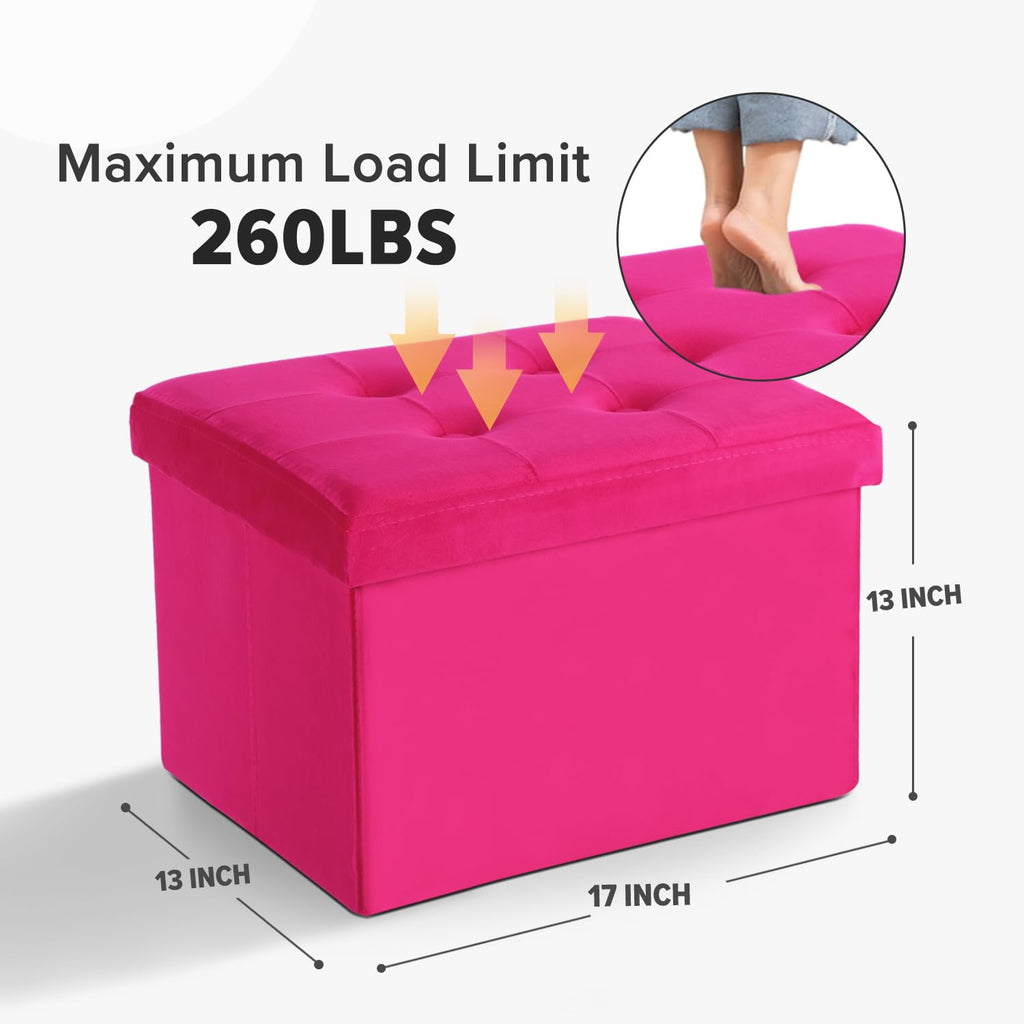 LINMAGCO Ottoman Storage Ottoman with Storage Small Foot Rest Stool Under Desk Stool Short Folding Footrest Linen Cloth Dark Gray 16X12X12IN