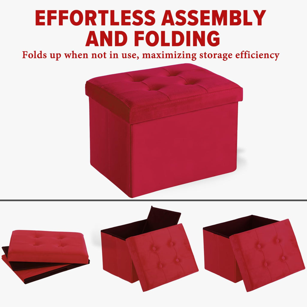 LINMAGCO Ottoman Storage Ottoman with Storage Small Foot Rest Stool Under Desk Stool Short Folding Footrest Linen Cloth Dark Gray 16X12X12IN