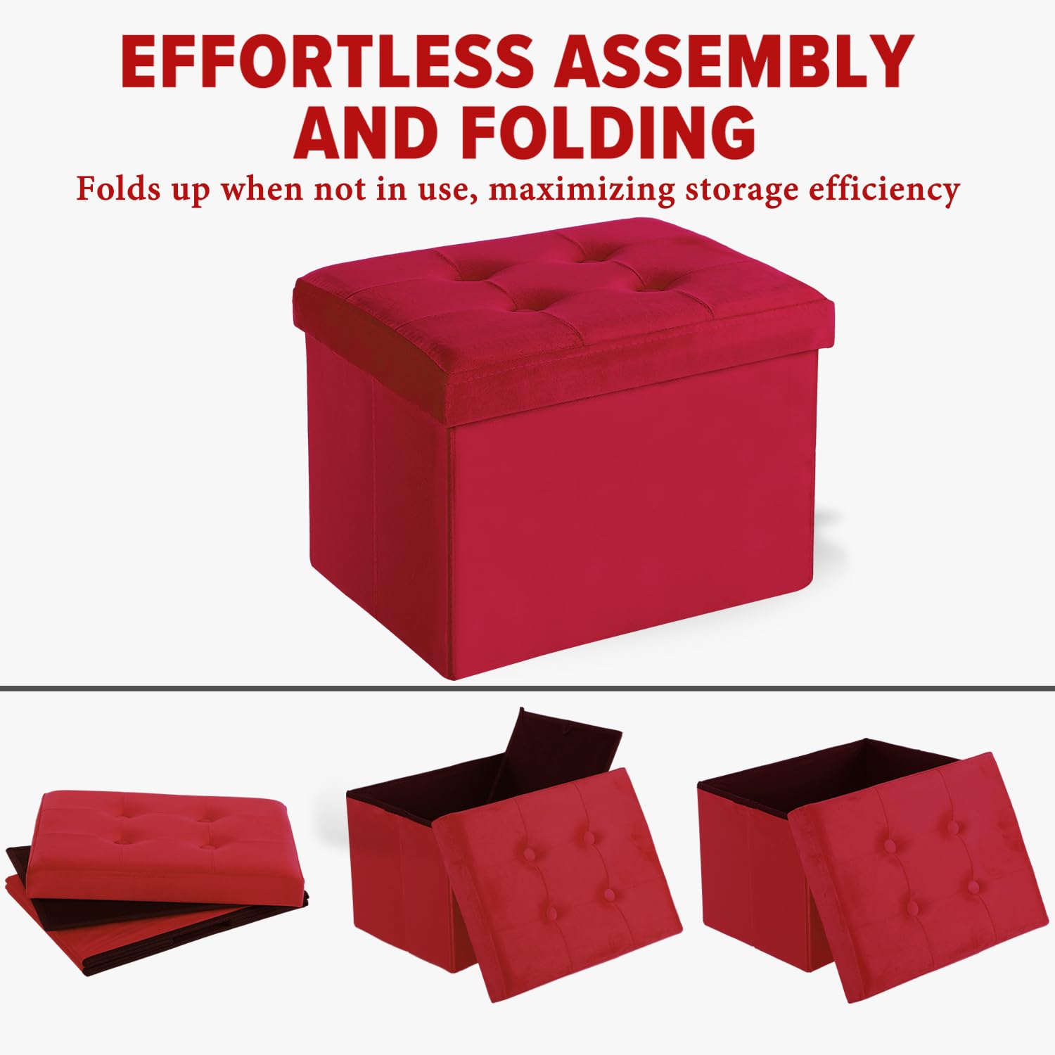 LINMAGCO Ottoman Storage Ottoman with Storage Small Foot Rest Stool Under Desk Stool Short Folding Footrest Linen Cloth Dark Gray 16X12X12IN