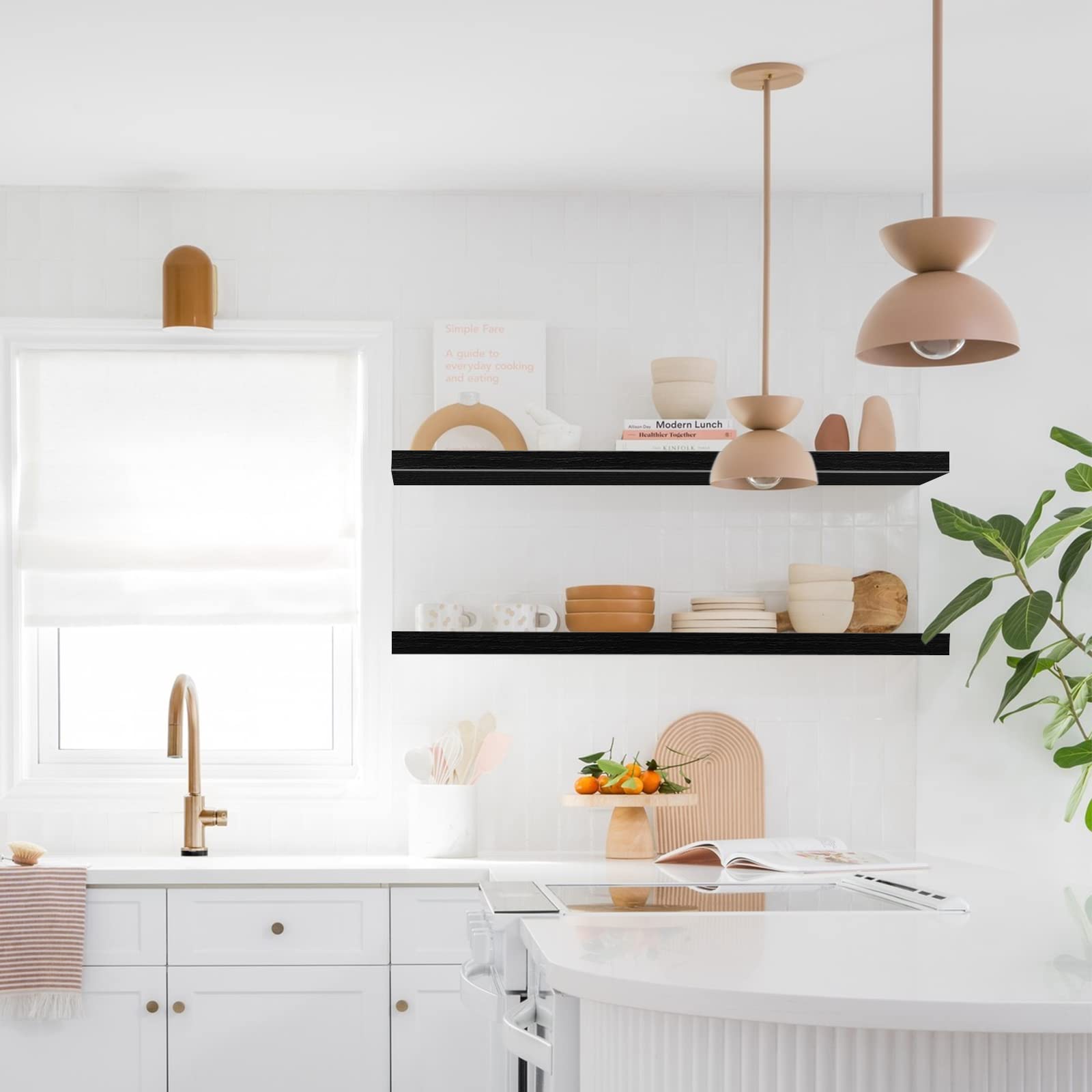 QEEIG Bathroom Floating Shelves for Wall - 15.7" Wall Mounted Shelf Over Toilet Farmhouse Home Decor Display Bookshelf Small 15.7 x 6.7 inch Set of 2, Rustic Brown (008-40BN)