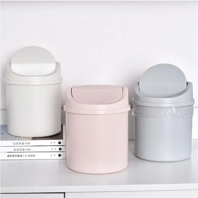 Mini Desktop Trash Can with Lid Garbage Waste Bin Organizer Bedroom Office Desk Storage Box for Car Kitchen Bathroom garbage