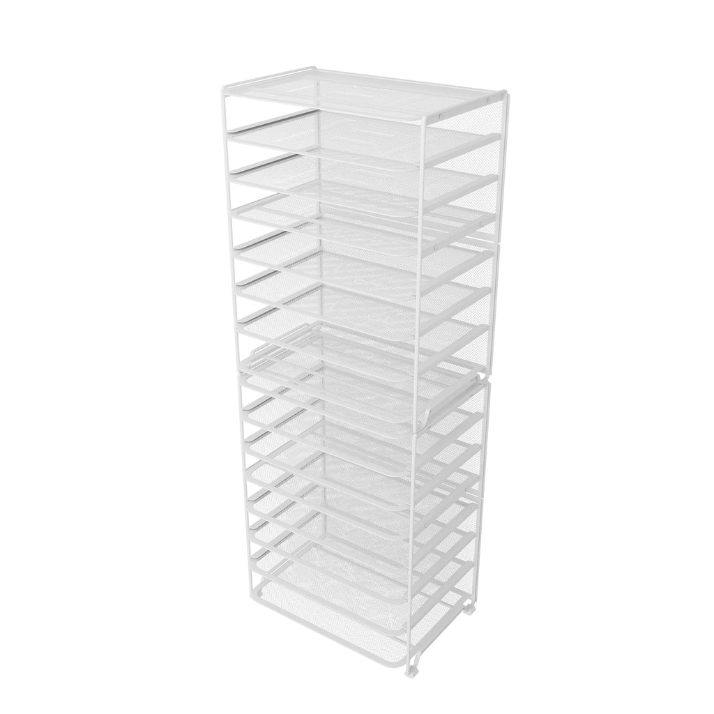 Simple Trending 7 Tier Desk File Organizer, Letter Tray Paper Organizer with Pen Holder and Metal Hanging Basket, Black