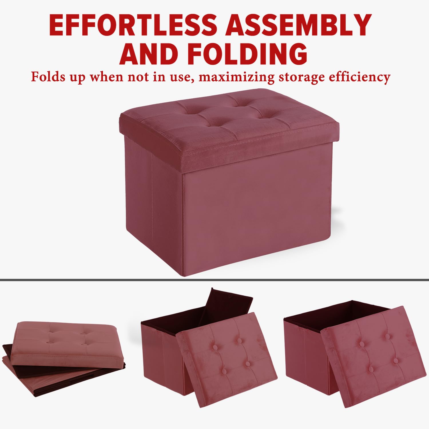 LINMAGCO Ottoman Storage Ottoman with Storage Small Foot Rest Stool Under Desk Stool Short Folding Footrest Linen Cloth Dark Gray 16X12X12IN