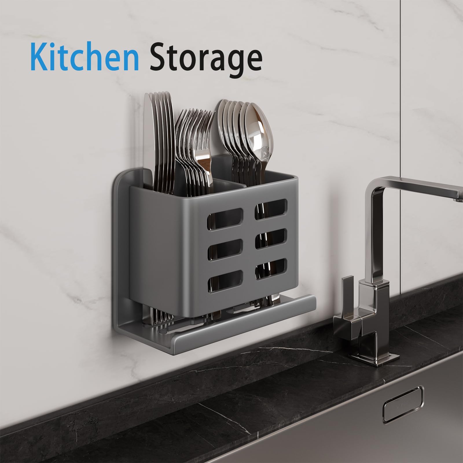 Aluminum Toothbrush Holder Self-Adhesive Hanging Bracket Shower Toothbrush Razor Holder Suitable for Toothbrush, Toothpaste, Razor and Comb etc Bathroom Storage