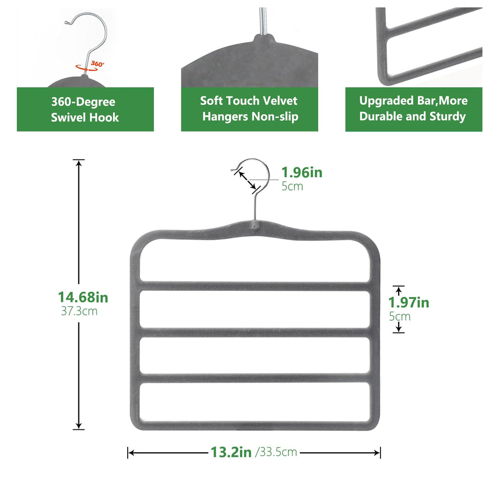 Closet Organizers and Storage,3 Pack Organization and Storage Pants-Hangers-Space-Saving,Velvet Hanger for Dorm Room for College Students Girls Boys Guys Hanging Jean Scarf