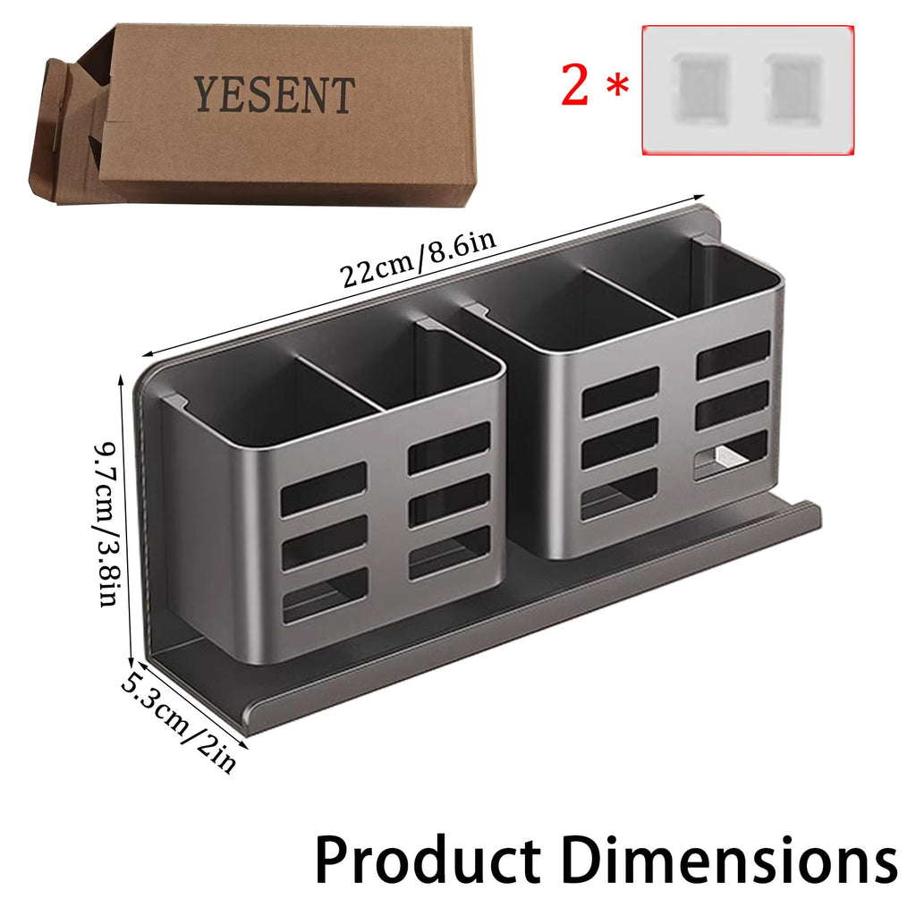 Aluminum Toothbrush Holder Self-Adhesive Hanging Bracket Shower Toothbrush Razor Holder Suitable for Toothbrush, Toothpaste, Razor and Comb etc Bathroom Storage