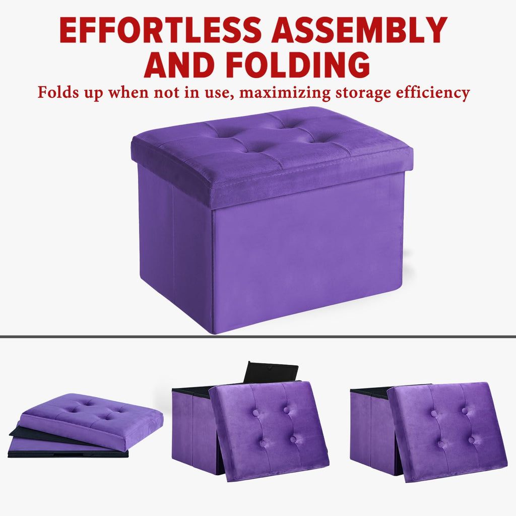 LINMAGCO Ottoman Storage Ottoman with Storage Small Foot Rest Stool Under Desk Stool Short Folding Footrest Linen Cloth Dark Gray 16X12X12IN