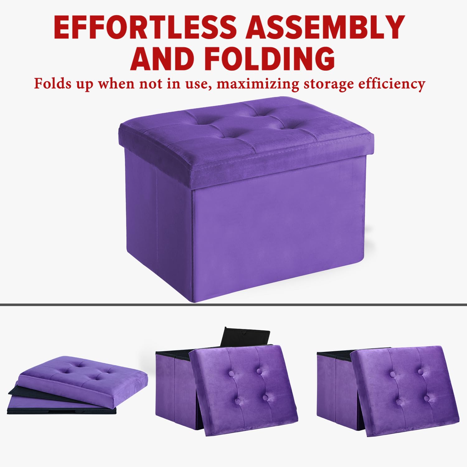 LINMAGCO Ottoman Storage Ottoman with Storage Small Foot Rest Stool Under Desk Stool Short Folding Footrest Linen Cloth Dark Gray 16X12X12IN