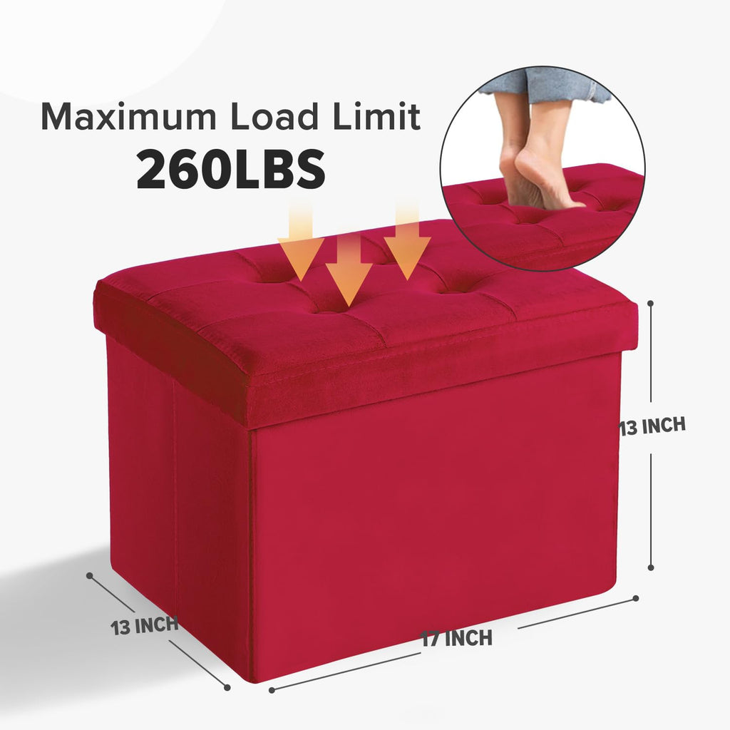 LINMAGCO Ottoman Storage Ottoman with Storage Small Foot Rest Stool Under Desk Stool Short Folding Footrest Linen Cloth Dark Gray 16X12X12IN